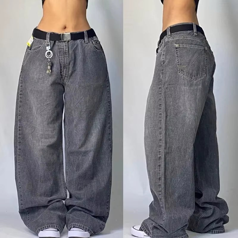 American Virtue Brand Original Splash Ink Skull Skin Embroidery Slim Jeans Y2K Street Straight Casual Pants Men and Women