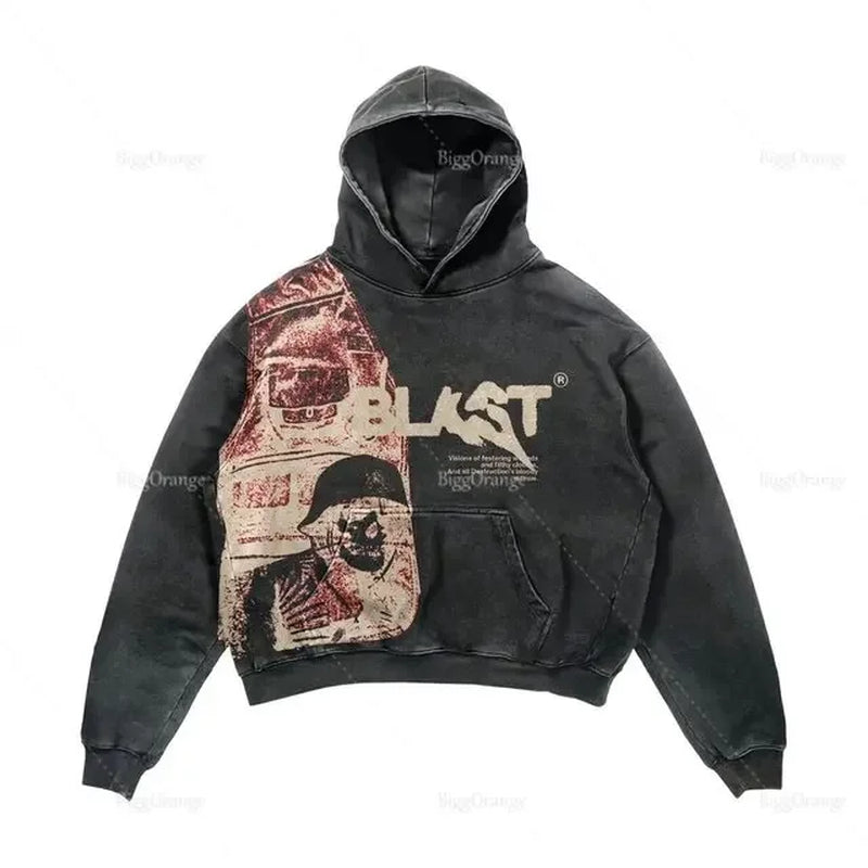 Harajuku Oversized Skull Print Streetwear High Quality Hoodie Vintage Streetwear Women Sweatshirt Goth Jacket Y2K Hoodies Women
