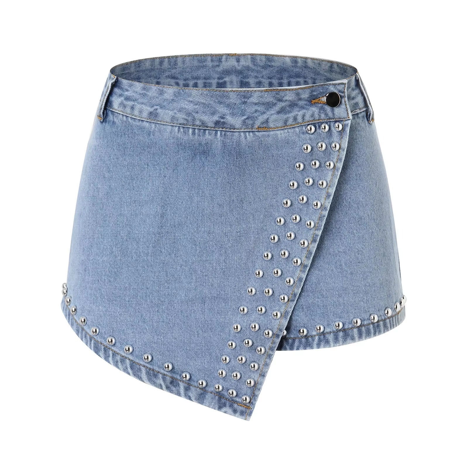 Summer Women'S Fashion Short Denim Skirt Pants Nailing Beads Skinny Cargo Jeans Shorts for Women Beach Outfits 2023 Trousers