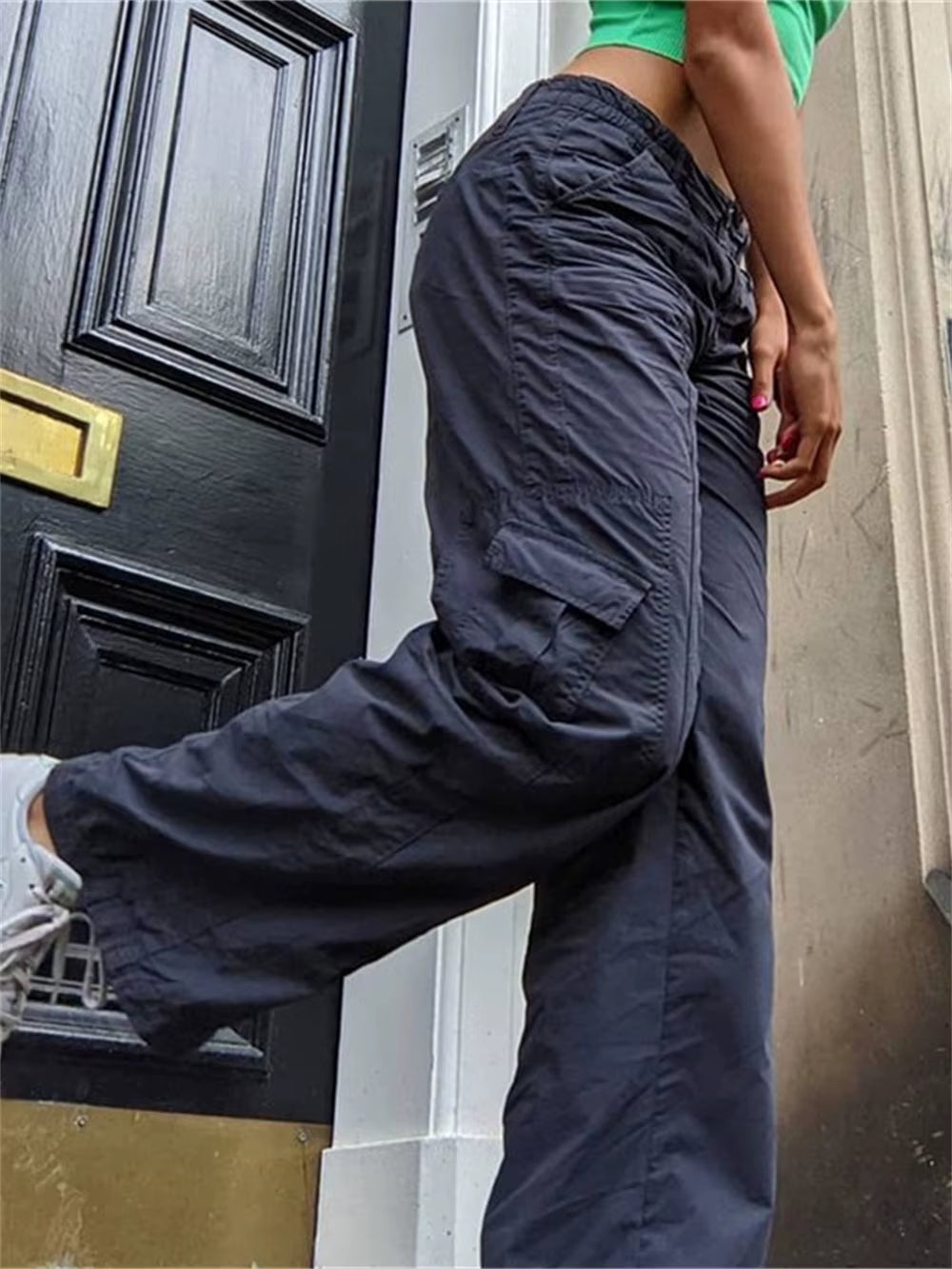 Fairycore Baggy Pants Women Cyber Y2K Jeans Big Pockets 90S Hippie Cargo Mom Trousers Loosesize Casual Wide Leg Denim Jogger