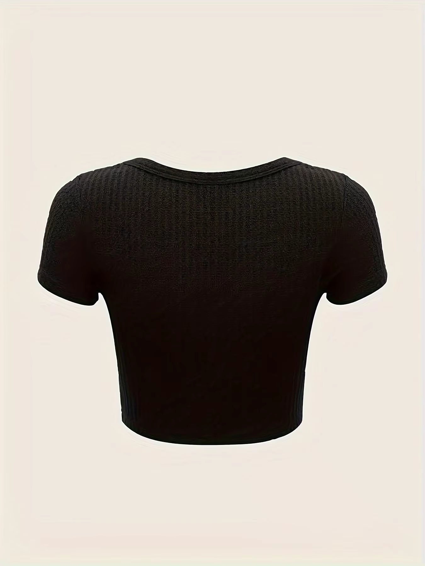 Solid Color Crew Neck Crop Top Y2K Casual Slim Fit Short Sleeve Crop Top T-Shirt for Spring & Summer Women'S Clothing