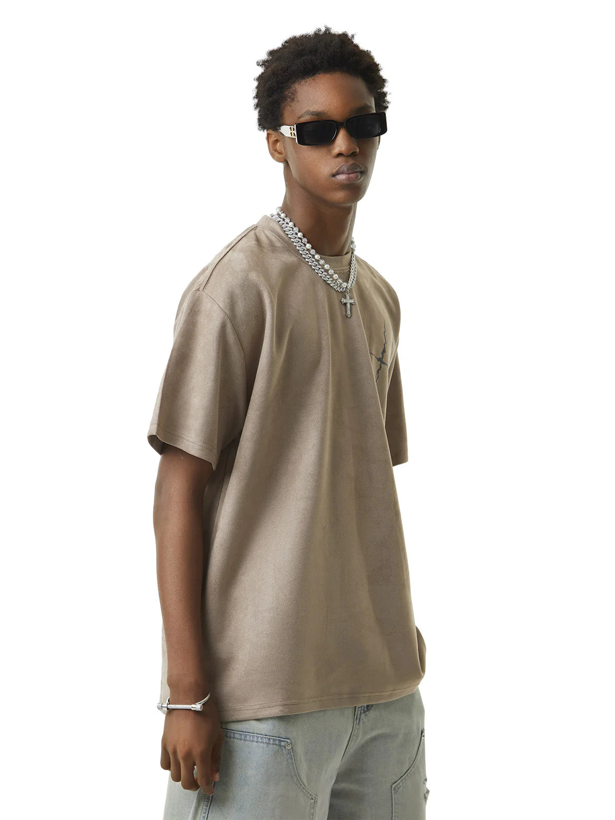Thesupermade Suede Gothic Font Street Rap T-Shirt