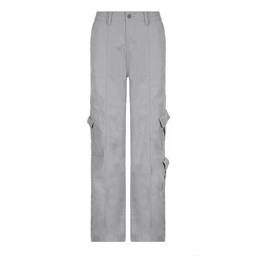 Fairycore Baggy Pants Women Cyber Y2K Jeans Big Pockets 90S Hippie Cargo Mom Trousers Loosesize Casual Wide Leg Denim Jogger