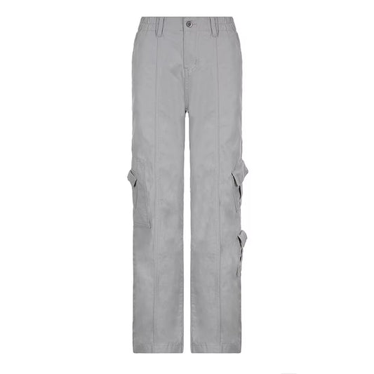 Fairycore Baggy Pants Women Cyber Y2K Jeans Big Pockets 90S Hippie Cargo Mom Trousers Loosesize Casual Wide Leg Denim Jogger