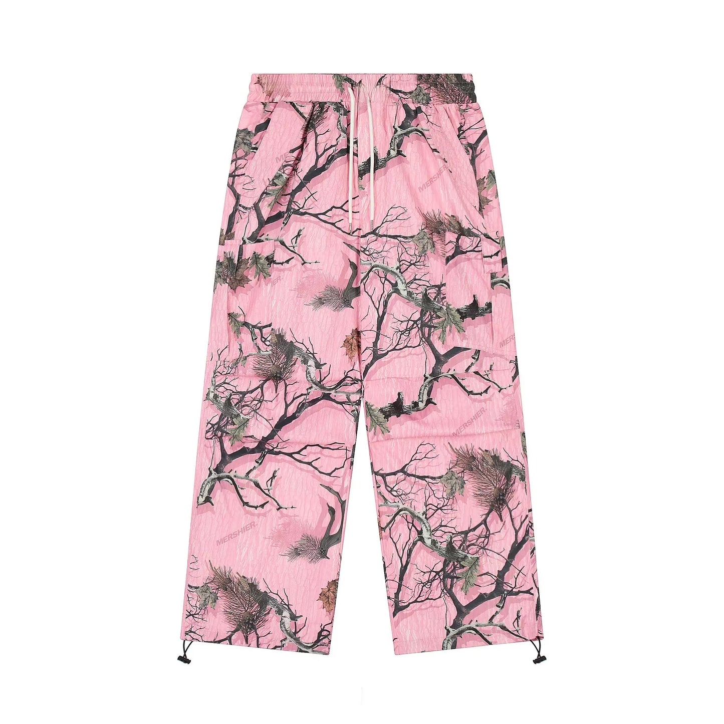 American Stylevintage Multi-Layered Casual Pants Loose-Fit Straight-Leg Printed Cargo Pants for Men Women in Spring Autumn