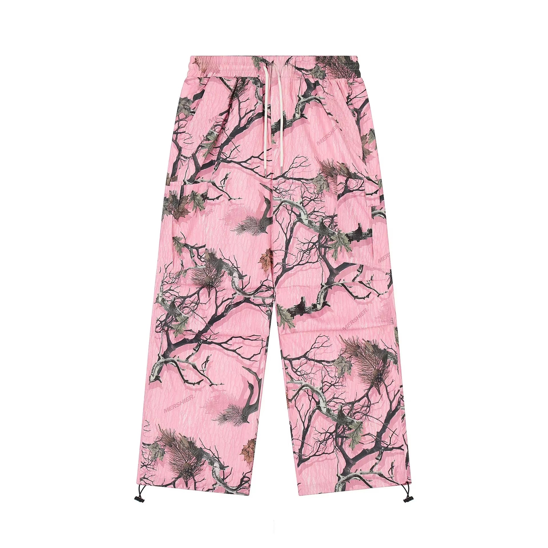 American Stylevintage Multi-Layered Casual Pants Loose-Fit Straight-Leg Printed Cargo Pants for Men Women in Spring Autumn