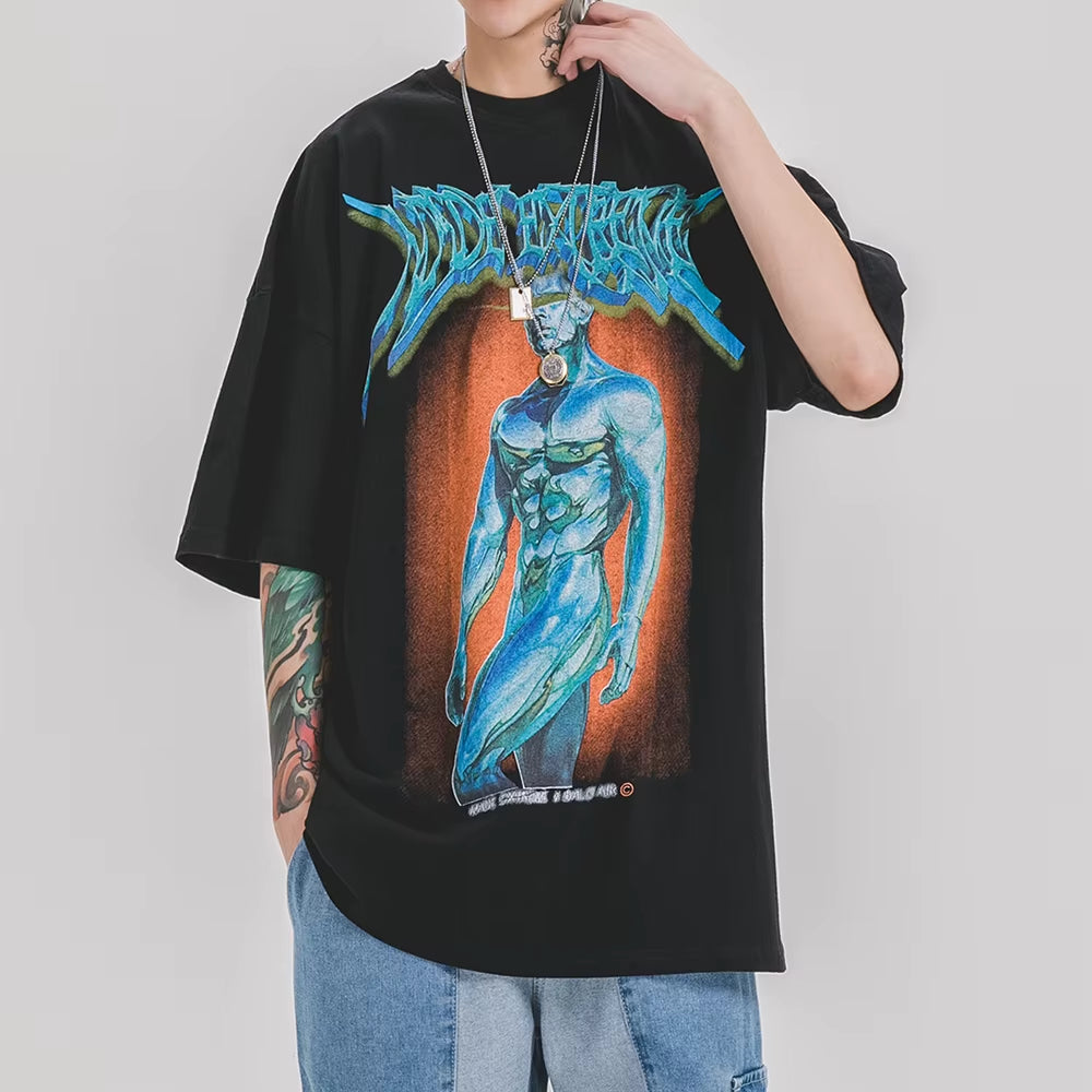 Strong Muscle Graphic Men Tshirt Hip Hop Streetwear Summer Graphic Tees Tops Punk T Shirt for Women Man Desginer Trending