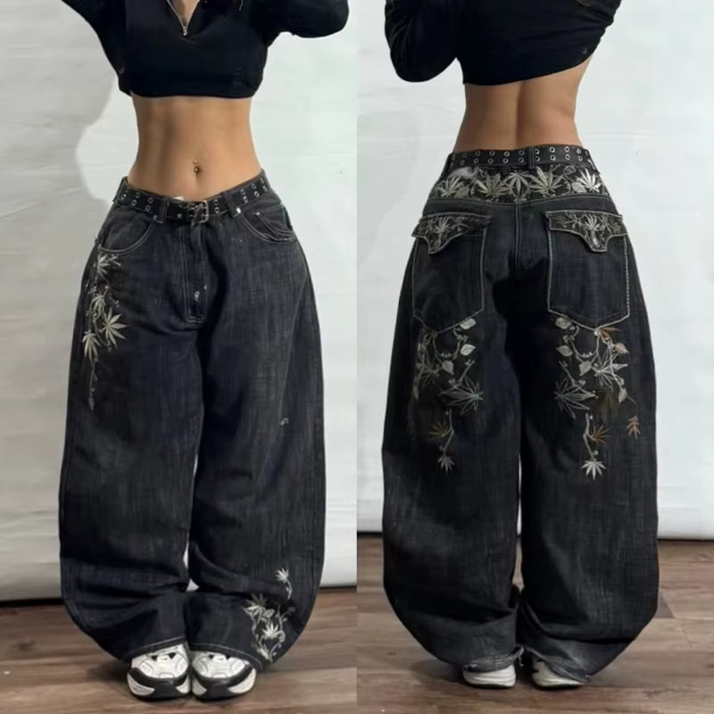 Streetwear American New Washed Light Blue Baggy Jeans Men and Women Y2K High Street Fashion Retro Punk High Waist Wide Trousers