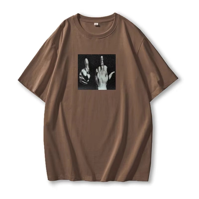 Blessyuki Casual Gothic 100% Cotton Printed Women T Shirts 2024 Summer New Streetwear Plus-Size Female Loose Tees Oversized Tops