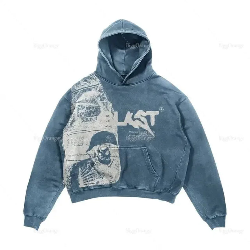 Harajuku Oversized Skull Print Streetwear High Quality Hoodie Vintage Streetwear Women Sweatshirt Goth Jacket Y2K Hoodies Women