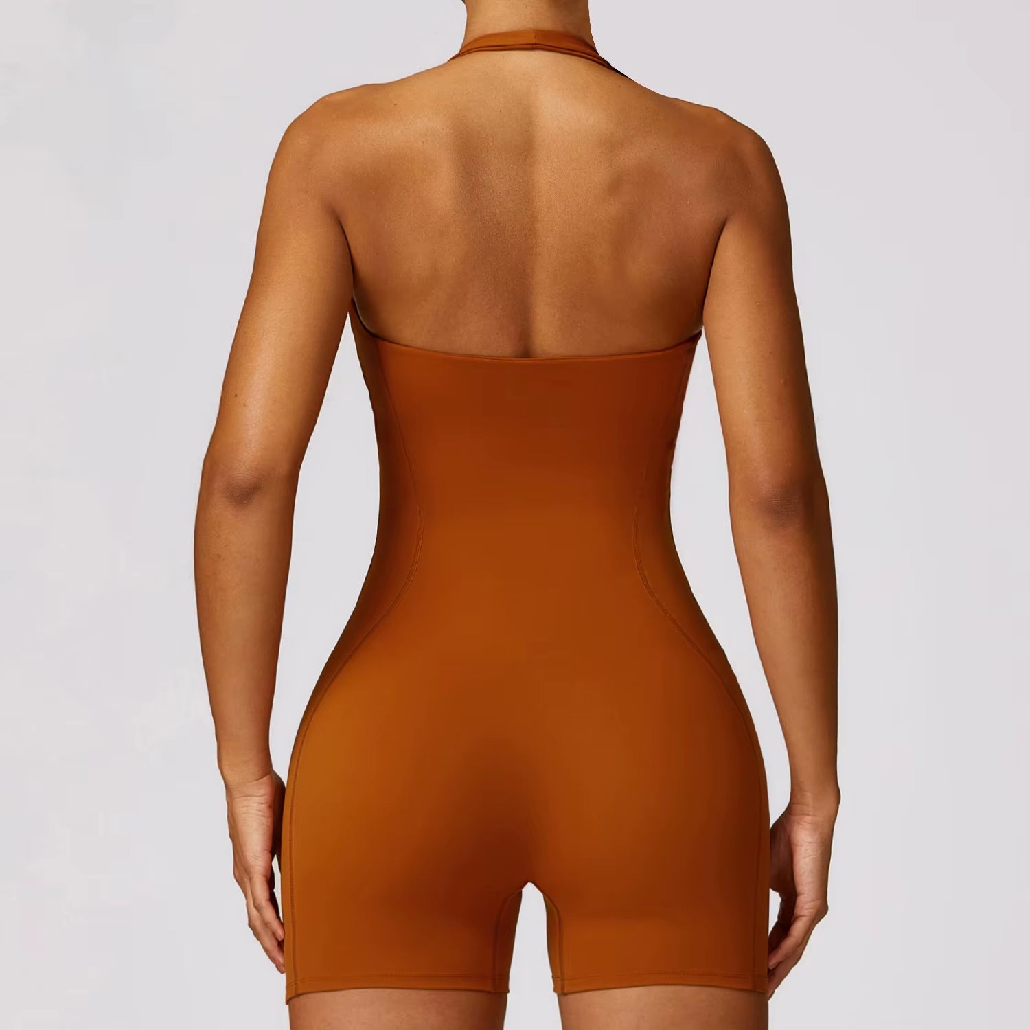 Women'S Halter Backless Short Jumpsuit One-Piece Tight Fit Gym Sports Yoga Jumpsuits for Women Sportswear Outfit Workout Clothes