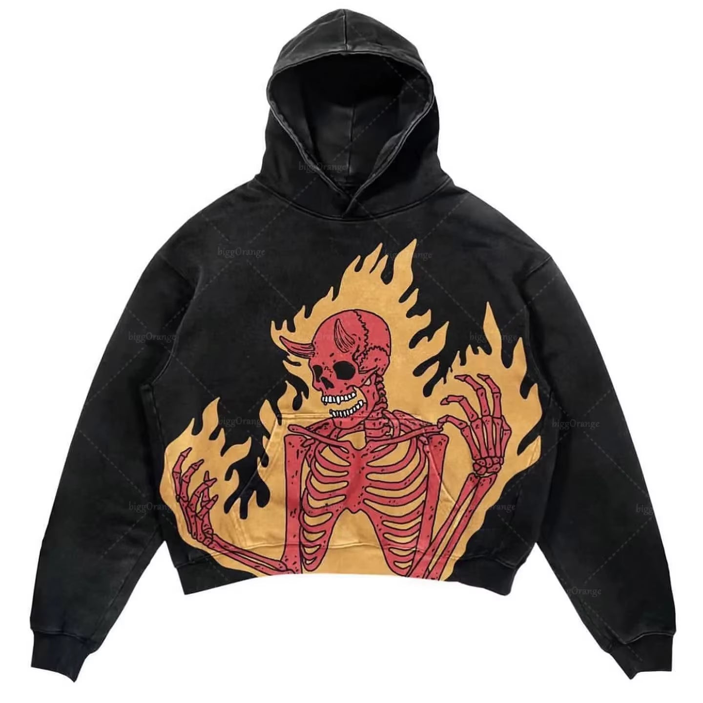 Harajuku Oversized Skull Print Streetwear High Quality Hoodie Vintage Streetwear Women Sweatshirt Goth Jacket Y2K Hoodies Women